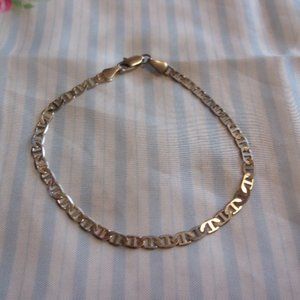 Silver Plated Flat Anchor Chain Bracelet 8" L